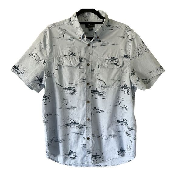 Field & Stream Men’s Short Sleeve Button Down Fish Print Shirt Size Large - Picture 1 of 6